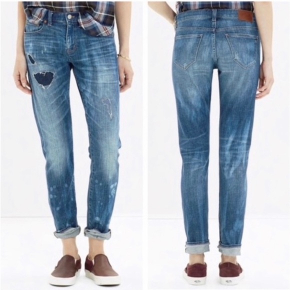 Madewell Denim - Madewell Slim Boyfriend Patch Distressed Jeans, 27